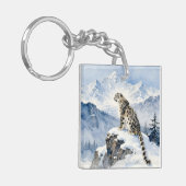 A Snow Leopard on Snowy Peak Sleutelhanger (Voorkant Links)
