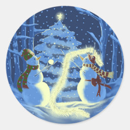 A Snowman Christmas Ronde Sticker