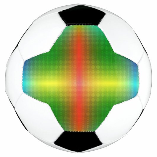 A soccer ball features a colorful geometric  (Devant)