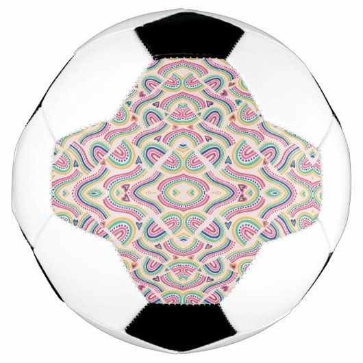 A soccer ball featuring black and white panels  (Devant)