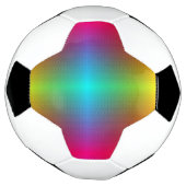 A soccer ball with a rainbow gradient pattern (Tourné)