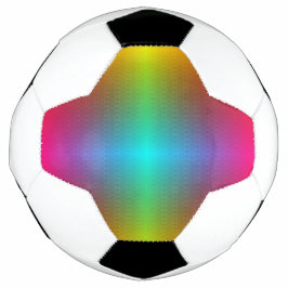 A soccer ball with a rainbow gradient pattern voetbal