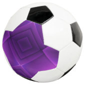 A soccer ball with a unique geometric purple  (3/4)