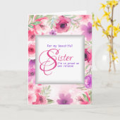 À Soeur de Sis Floral Frame Carte Fête des Mères (Fleur jaune)