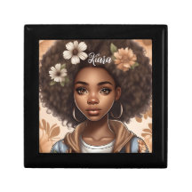 Boîte de garde de bijoux pour fille noire personna