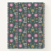 A spiral-bound notebook with a festive pattern notitieboek (Achterkant)