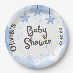 A Splash of Joy: Waterverf Baby shower Papieren Bordje