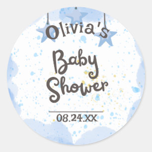 A Splash of Joy: Waterverf Baby shower Ronde Sticker