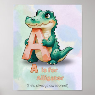 A staat voor Alligator – Alphabet Nursery Poster
