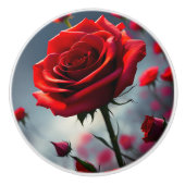 A Stem In Bloom: Het Ruby Roos Keramische Knop (Voorkant)