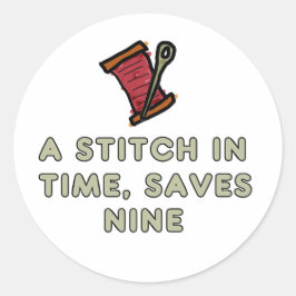 A Stitch In Time Ronde Sticker