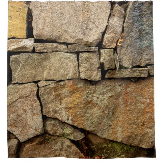 A stone wall made of cobblestones background textu douchegordijn (Voorkant)