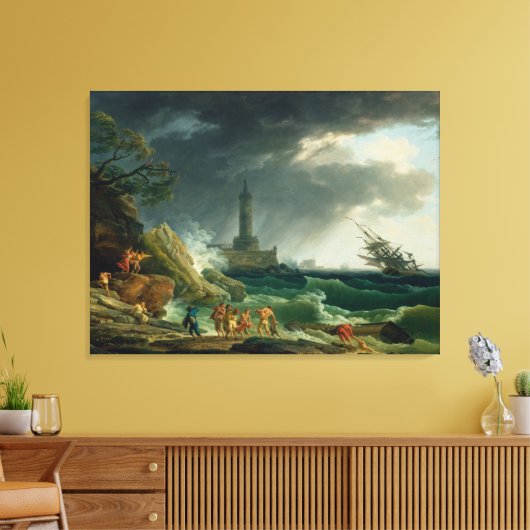 A Storm voor de Middellandse Zeekust Canvas Afdruk (Insitu (Woonkamer))