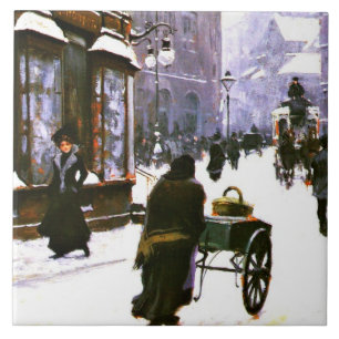 A Street Scene in Winter, Kopenhagen, Tegeltje