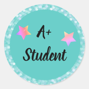 A+ Student met Sterren Ronde Sticker