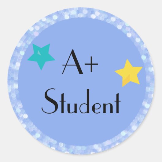 A+ Student met sterren Ronde Sticker (Voorkant)