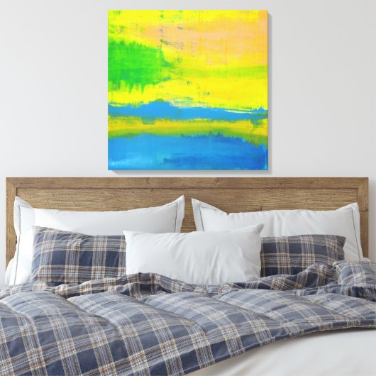 "A SUNNY DAY" Geel blauw Nautical Abstract Art Canvas Afdruk (Insitu (Slaapkamer))