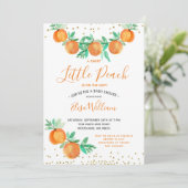 A Sweet Little Peach is onderweg naar het Baby sho Kaart (Staand voorkant)