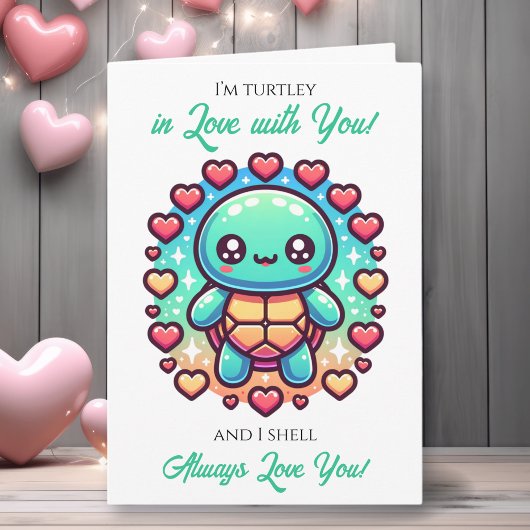 A Sweet Turtle Themed Valentine's Day  Kaart