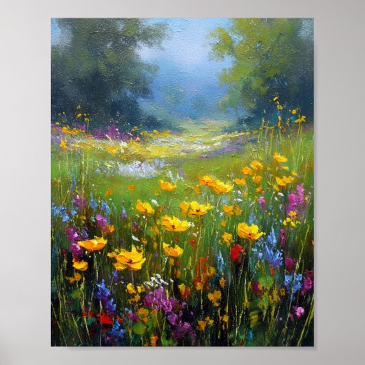 A Symphony of Summer Bloom: Sun-Drenched Wildflowe Poster (Voorkant)