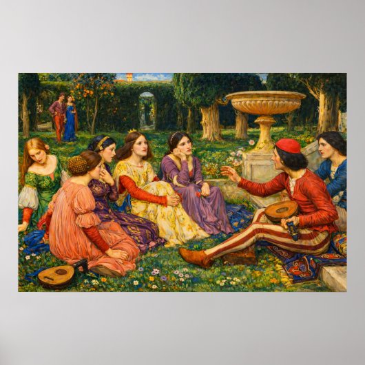 A Tale from the Decameron by Waterhouse Poster (Voorkant)