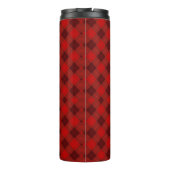A tall travel mug with a vibrant red plaid pattern thermosbeker (Achterkant)