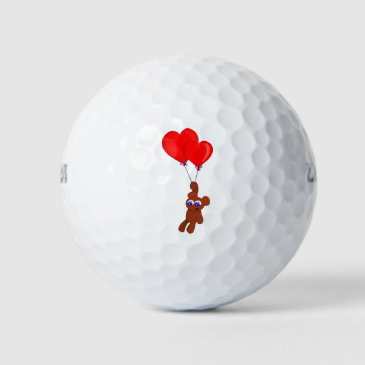 A Teddy Bear Holding Heart Shaped Balloons Golfballen (Voorkant)
