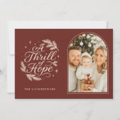 A Thrill of Hope Red Religious Arch Photo Feestdagenkaart (Voorkant)