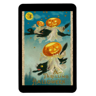 A Thrilling Hwe'en, Black Cats, Jack O Lantern Magneet