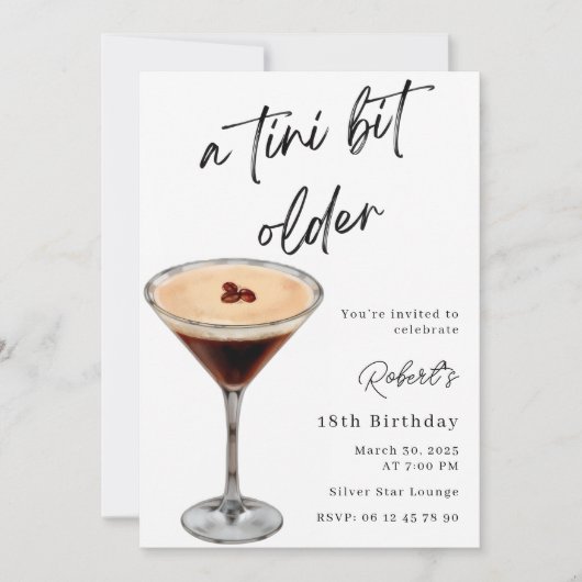A Tini Bit Older 18th Birthday Invitation (Devant)