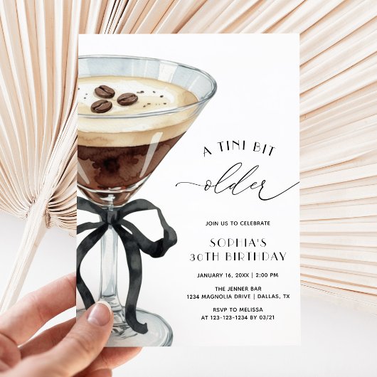 A Tini Bit Older Espresso Martini Birthday Party Kaart