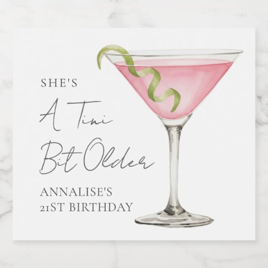 A Tini Bit Older Martini Birthday Likeurfles Etiket (Enkel label)