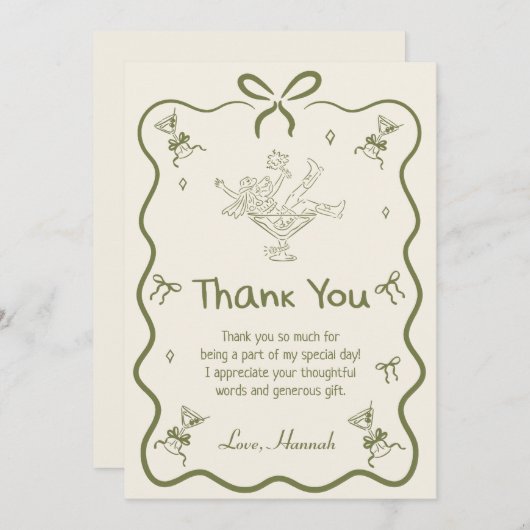 A Tini Bit Older Martini Bow Birthday Party Bedankkaart (Voorkant / Achterkant)