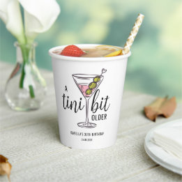 A Tini Bit Older Martini Cocktail Themed Birthday Papieren Bekers
