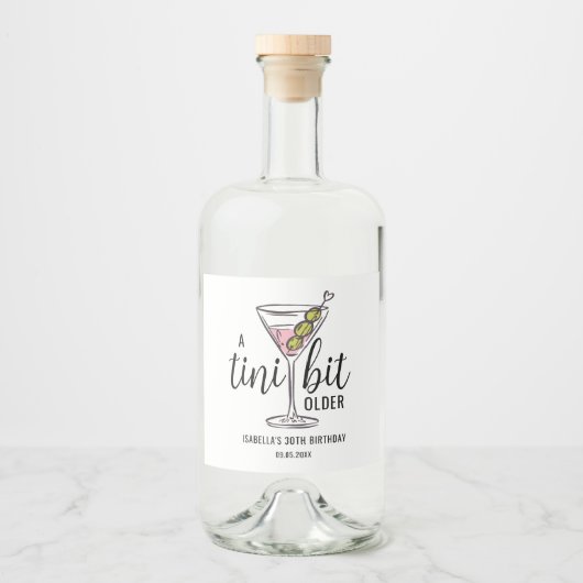 A Tini Bit Older Pink Martini Cocktail Birthday Likeurfles Etiket (Voorkant)