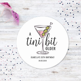 A Tini Bit Older Pink Martini Themed Birthday Ronde Kartonnen Onderzetter