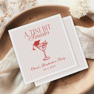 A Tini Bit Smarter Pink Red Graduation Napkin Servet