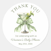 A tini Martini Sage Baby Shower Thank you Sticker (Devant)