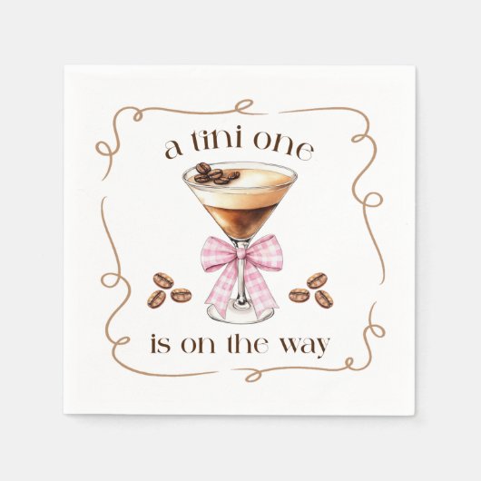 A Tini One Espresso Martini Pink Bow Baby Shower Servet (Voorkant)