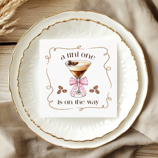 A Tini One Espresso Martini Pink Bow Baby Shower Servet