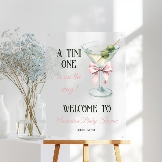 A Tini One Martini Pink Bow Baby Shower Welcome