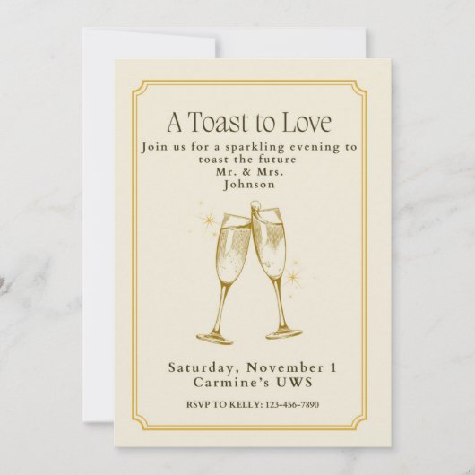 A Toast to Love Engagement Party Invitation (Devant)