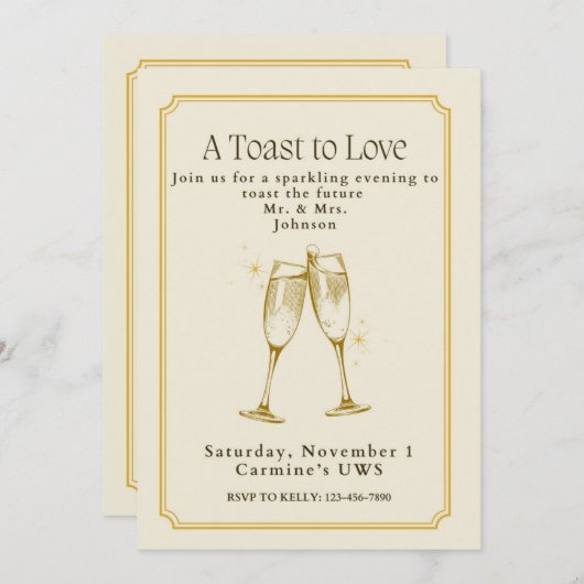 A Toast to Love Engagement Party Invitation (Devant / Derrière)