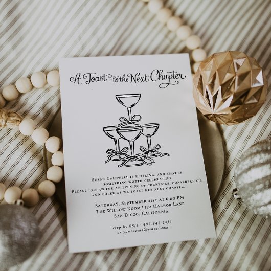 A Toast to the Next Chapter | Elegant Retirement Kaart