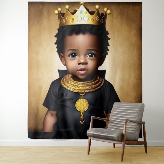 A Toddler King Tapestry Wandkleed (In situ)