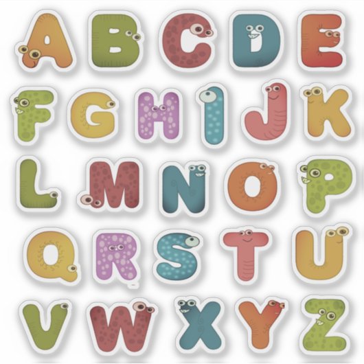 A tot Z alfabet plakt op letters Sticker (Voorkant)