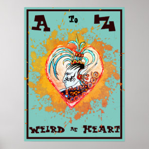 A tot Z Alien Maya Elf Weird op Heart Poster
