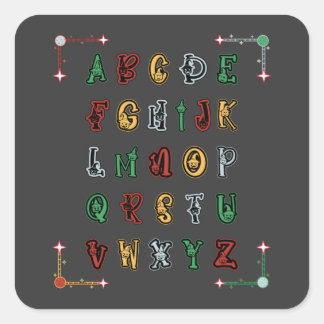 A tot Z Cute Halloween Alphabet Capital Letters AB Vierkante Sticker