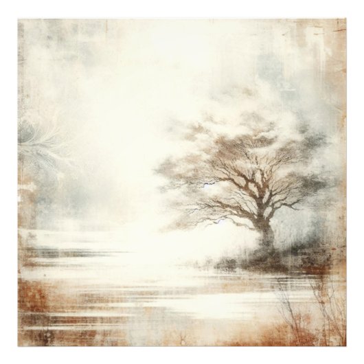 A Tree In The Mist Old Photo Graphic Design (Devant)