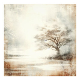 A Tree In The Mist Old Photo Graphic Design Foto Afdruk